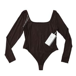 Lululemon Nulu Square Neck LS Thong Bodysuit FRPR French Press Brown Size Large